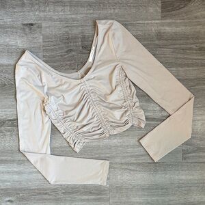 Timing taupe long sleeve crop top